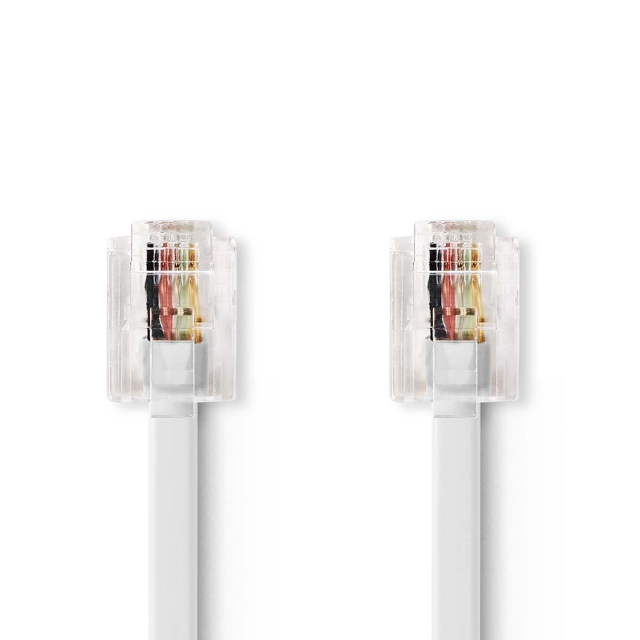 Nedis Telecom Cable | RJ11 Male | RJ11 Male | 5.00 m | Cable design: Flat | Cable type: RJ11 | Transparent / White