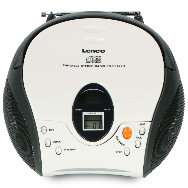 Lenco Portable stereo FM radio with CD player White