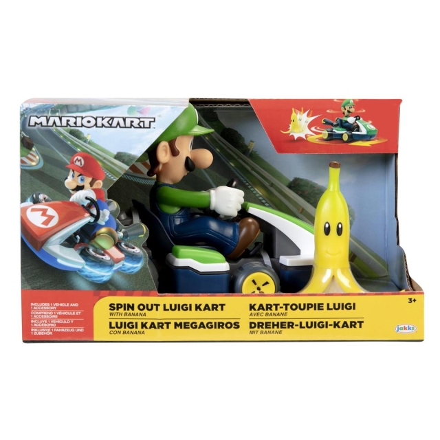 JAKKS Pacific Super Mario 2.5 Inch Spin Out Mario Kart Luigi
