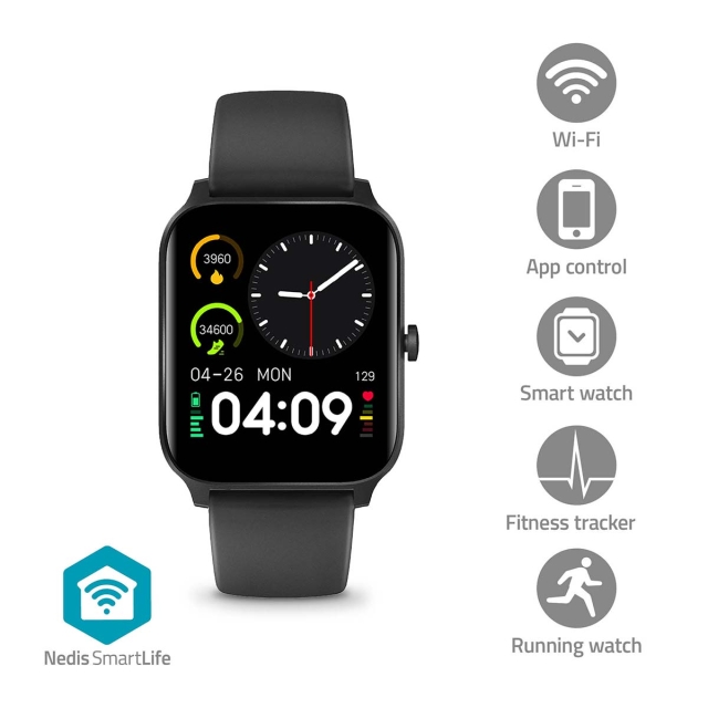 Nedis Smart Watch | 1.69 " | LCD | IP68 | Maximum operating time: 240 hrs | Android™ / IOS | Black
