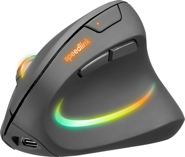 Speedlink PIAVO PRO Illuminated Rechargeable Vertical Ergonomic Mouse - wireless, rubber-black