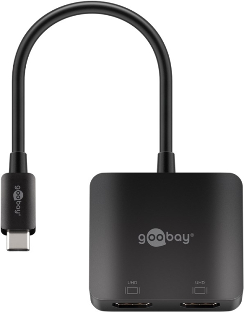 Goobay USB-C™-adapter till 2x HDMI™ utökar en USB-C™-port med två HDMI™-portar