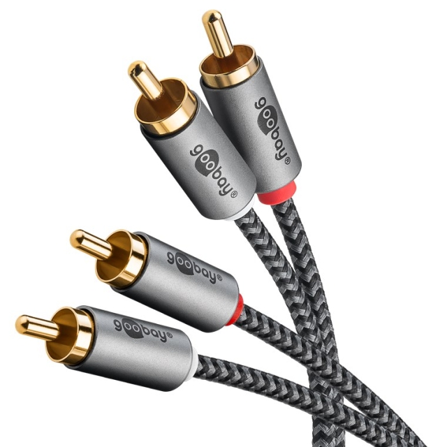 Goobay Stereo RCA-kabel, 0,5 m 2x RCA-kontakt (ljud vänster / höger) > 2x RCA-kontakt (ljud vänster / höger)