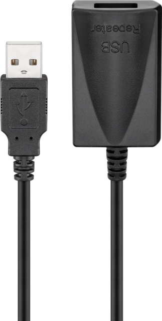 Goobay Aktiv USB-förlängningskabel, 5 m, svart USB 2.0 kontakt (typ A) > USB 2.0-uttag (typ A)