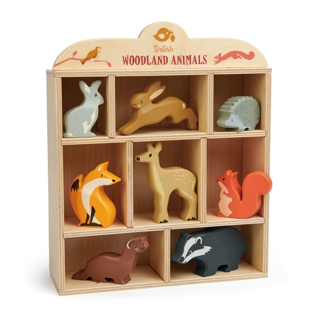 Tender Leaf Display Shelf with 8 Wooden Animals - Woodlands - (TL8470)