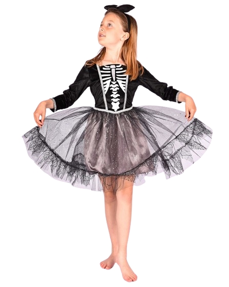 Den Goda Fen Skeleton Dress w. Headband (110-116 cm) (F77732)