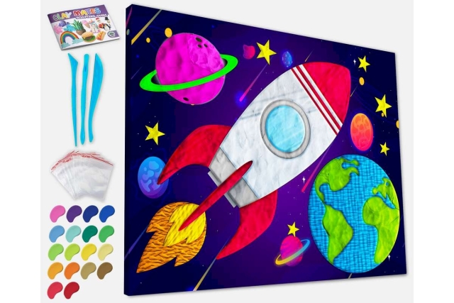 SPLAT PLANET Clay painting on canvas 30x40cm - Space (777685)