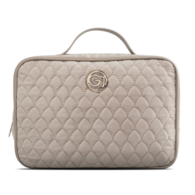 Gillian Jones 2-compartment Bosmetic Bag Beige velour