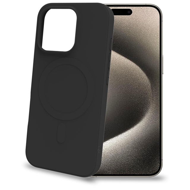 Celly Cromomag Soft rubber case MagSafe-kompatibelt iPhone 16 Pro Svart