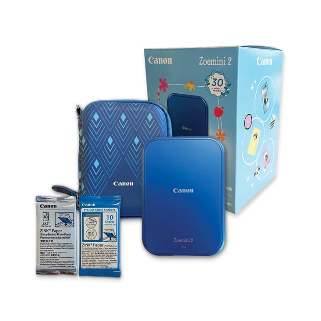 Canon Zoemini 2 Instant Mini Photo Printer Navy Blue, including Case and Paper