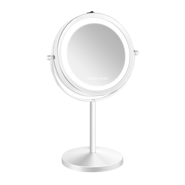 Gillian Jones Table mirror with LED light & x10 magnification - White - 17.5 cm diameter, 32 cm height
