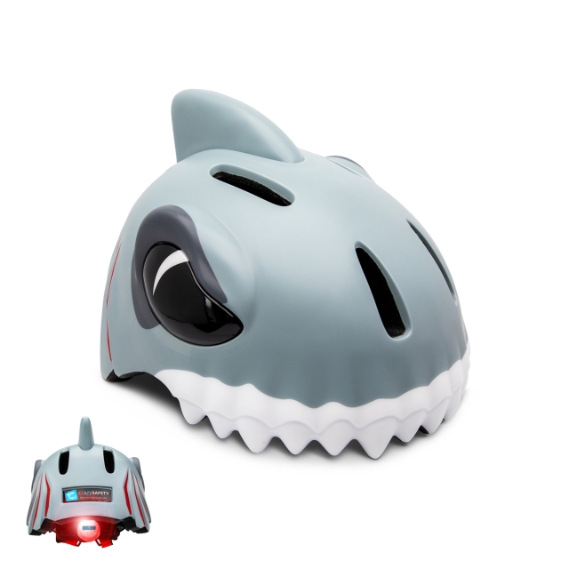 Crazy Safety Grey Shark Bike Helmet for Children 6-12 Years (100501-01-M)