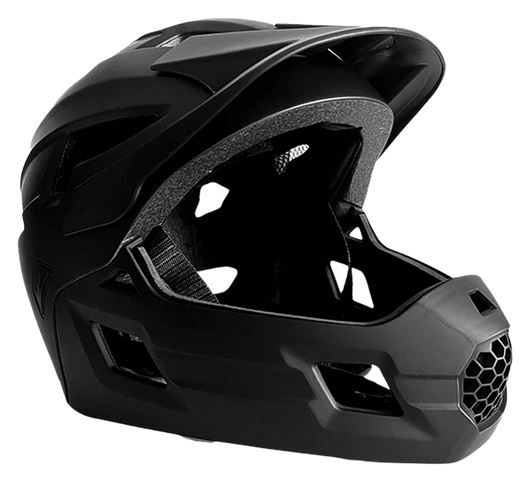 Crazy Safety Fullface Bicycle Helmet for Kids Age 6-12 with Removable Chin Guard, Bug Net, and Sun Shade - Black - M (54-57 cm)