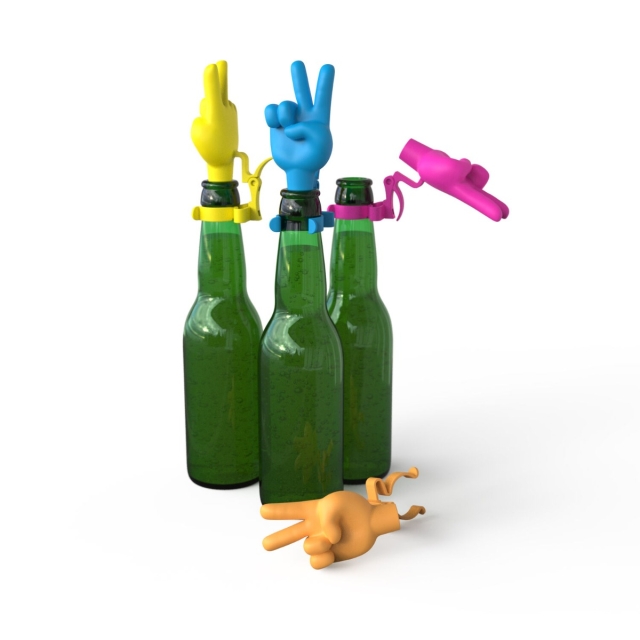 Winkee Bottle stopper - Peace Hand - Set of 4
