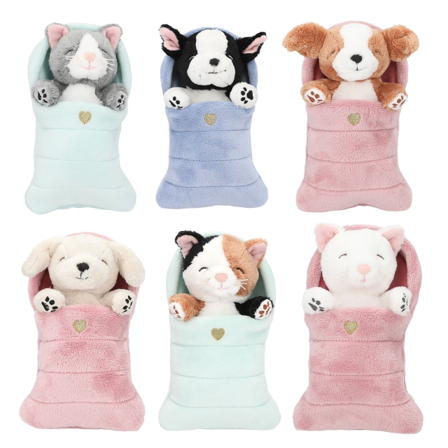 TOPModel Plush Dogs and Cats in Sleeping Bag - (412867)