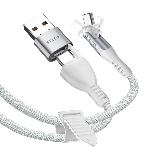 STATIK Cable PowerPivot Pro Nylon Braided USB-C To USB-C White 1m