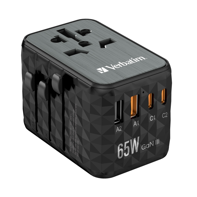 Verbatim GaN III Universal Travel Adapter UTA-05 PD65W QC 4+