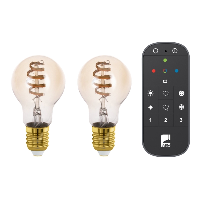 Eglo Set of 2x E27 A60 amber, remote control - TW - Zigbee, Bluetooth