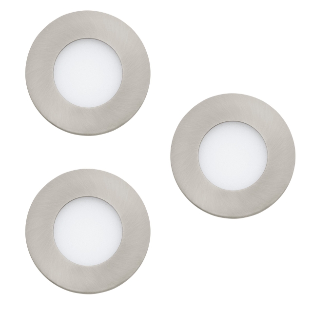 Eglo Set of 3x Fueva-Z recessed brushed steel Ø8.5 - TW - Zigbee, Bluetooth