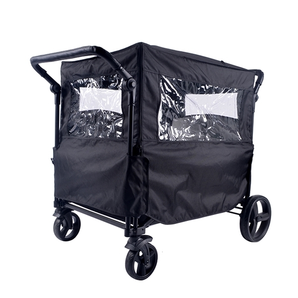 Babytrold Fun Trolley Rain Cover w. Windows - Black