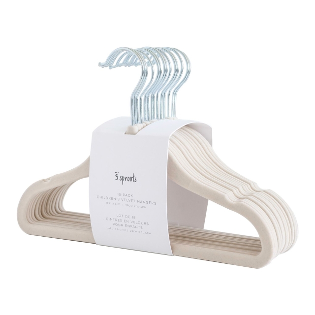 3 Sprouts Velvet Hanger (Set of 15) - Beige
