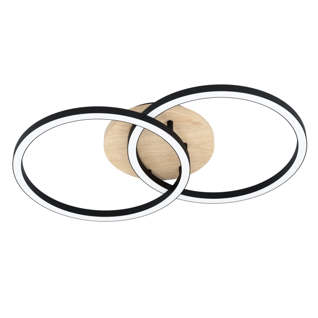 Eglo Lomaltas-Z ceiling lamp black and oak 35x58 - TW - Zigbee, Bluetooth