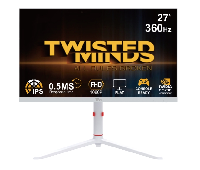 Twisted Minds Arctic Pro Series 27 FHD - 360HZ 0.5MS Fast IPS HDMI 2.1 Gaming Monitor - White