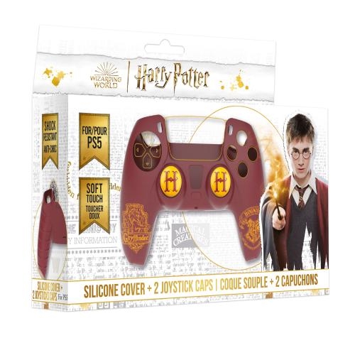 Trade Invaders Harry Potter-Silicone Case + Thumbsticks for PS5 Controller - Gryffindor - Red