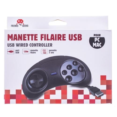 Trade Invaders 6-button USB Controller MEGADRIVE shape for PC/MAC