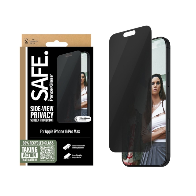 PanzerGlass SAFE - Screen Protection Privacy - iPhone 16 Pro Max - Ultra Wide Fit