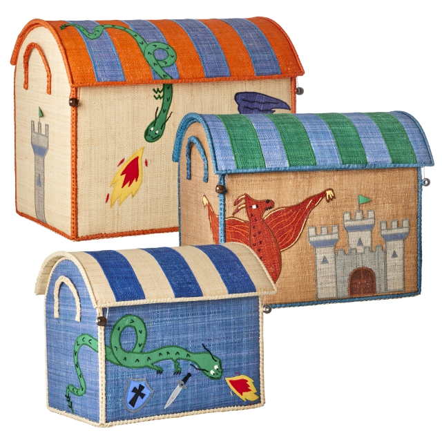 RICE Raffia Toy Baskets - Dragon Theme - Set of 3