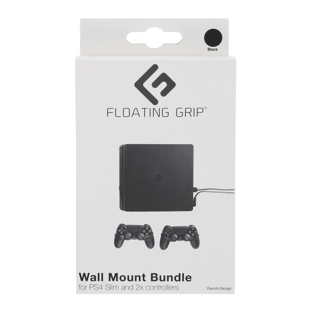 FLOATING GRIP Playstation 4 Slim and Controller Wall Mount - Bundle (Black)