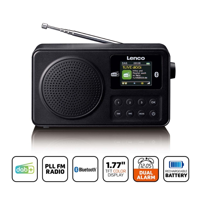 Lenco Portable DAB+/FM radio with Bluetooth® Black