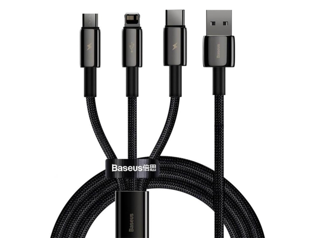 Baseus Tungsten Gold 3-in-1 USB Cable, 1,5m