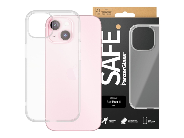 PanzerGlass SAFE. by PanzerGlass Shell to Gennemsigtig Apple iPhone 15, Transparent