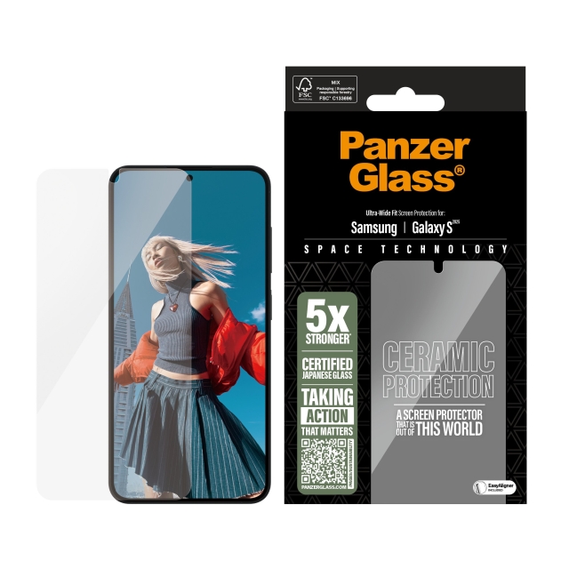 PanzerGlass Ceramic Screen Protector Samsung Galaxy S25 - Ultra-Wide Fit