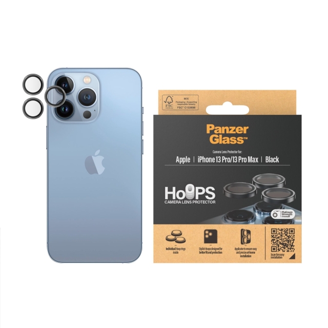 PanzerGlass Hoops Camera Lens Protector for iPhone 13 Pro - 13 Pro Max - Black