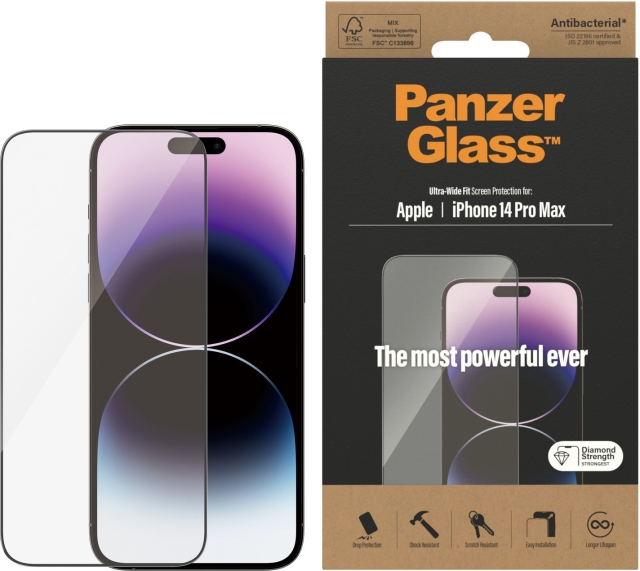 PanzerGlass armoured glass, iPhone 14 Pro Max, black bezel