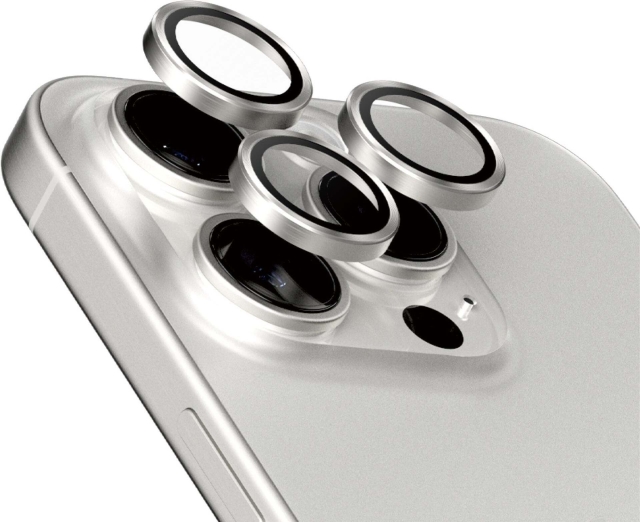 PanzerGlass Hoops camera lens cover, iPhone 15 Pro / 15 Pro Max, white titanium