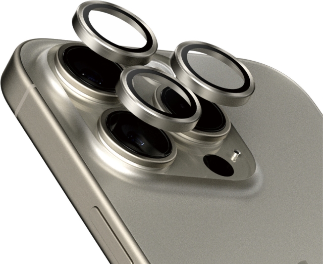 PanzerGlass Hoops camera lens cover, iPhone 15 Pro / 15 Pro Max, titanium