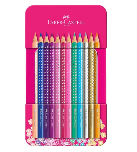 Faber-Castell Sparkle colour pencil,12 pc in tin box (201737)