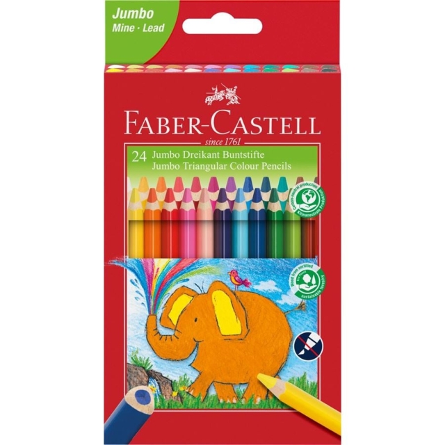 Faber-Castell Jumbo Triangular colour pencils, wallet of 24 (116524)