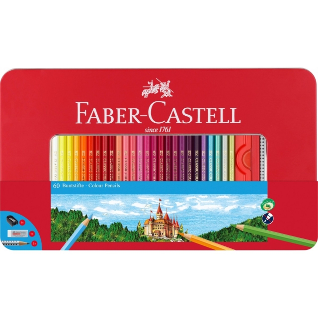 Faber-Castell Hexagonal Colour pencils tin of 60 (115894)