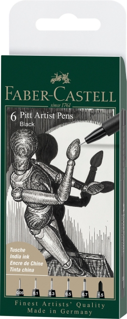 Faber-Castell Faber Castell - 6 pitt Artist Pen, brush - Black (167154)
