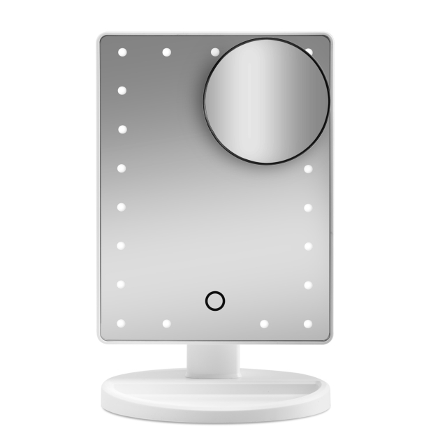 Gillian Jones Makeup Mirror with LED Light, Touch Function, and GWP Suction Cup Mirror - White