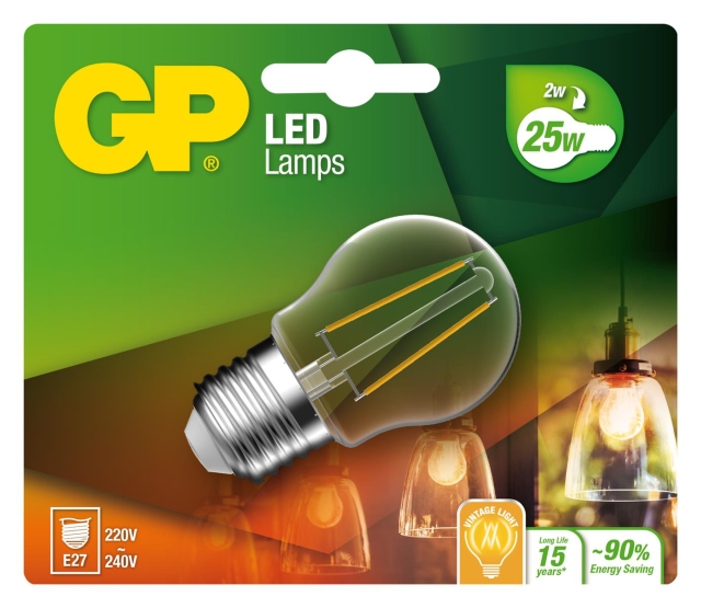 GP LED Lamp Filament Mini Globe, E27, 2W (25W), 250lm