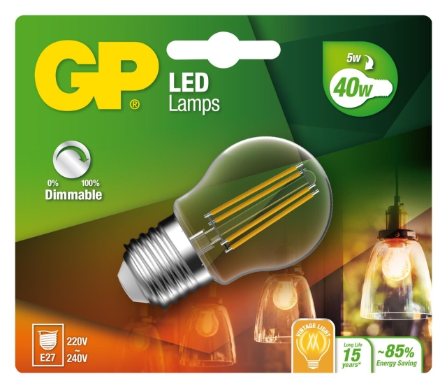 GP - LED Lamp Filament Mini Globe, E27, DIM, 5W (40W), 470lm