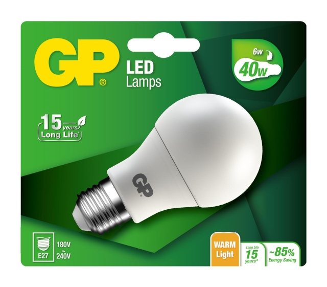 GP LED Lamp Classic, E27, 6W (40W), 470lm