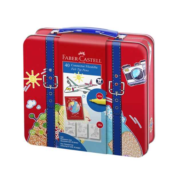 Faber-Castell Connector Fibre-tip pen in suitcase, 40 pc (155535)