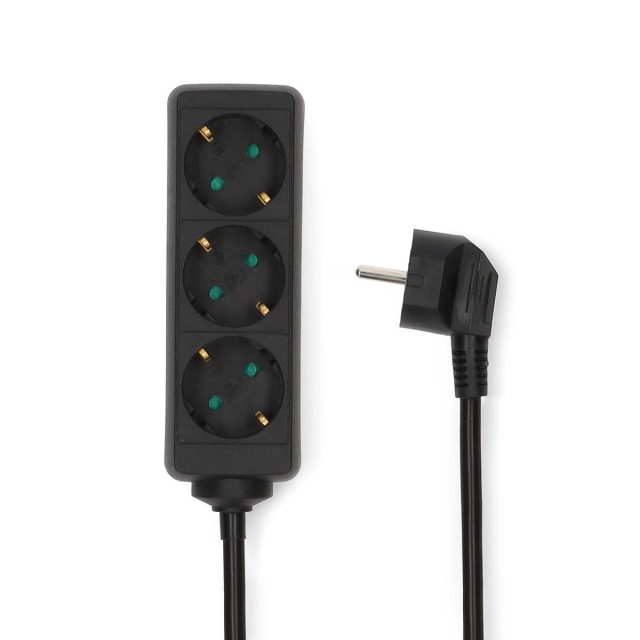 Nedis Extension Socket | Type F (CEE 7/7) | 3-Way | 3.00 m | 3680 W | 16 A | Kind of grounding: Side Contacts | 230 V AC 50/60 Hz | Socket angle: 45 ° | H05VV-F 3G1.5mm² | Black